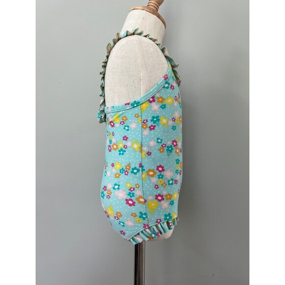 Size 1-2 Girls Mint Green Flowers 1pc Bathing Suit Swimsuit Bikini H&M Swimwear - Picture 5 of 5